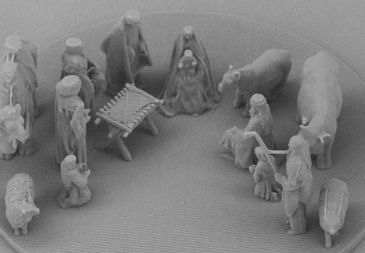 Christmas Nativity Scene Only Seen by a Microscope