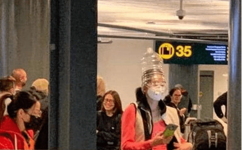 People are wearing waterjugs over their heads to protect against coronavirus